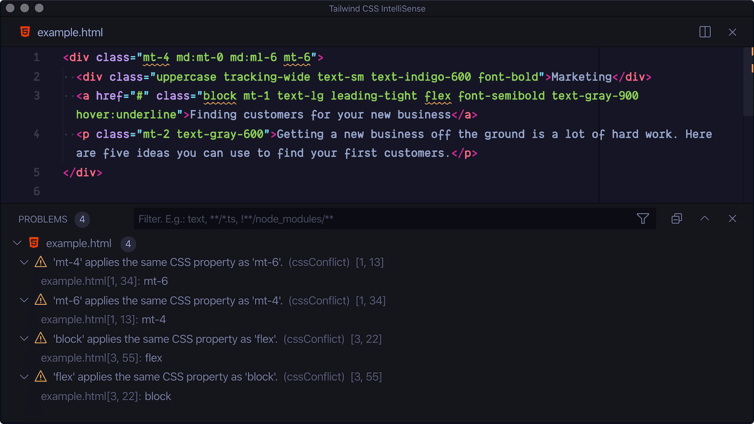 展示标记代码检查功能