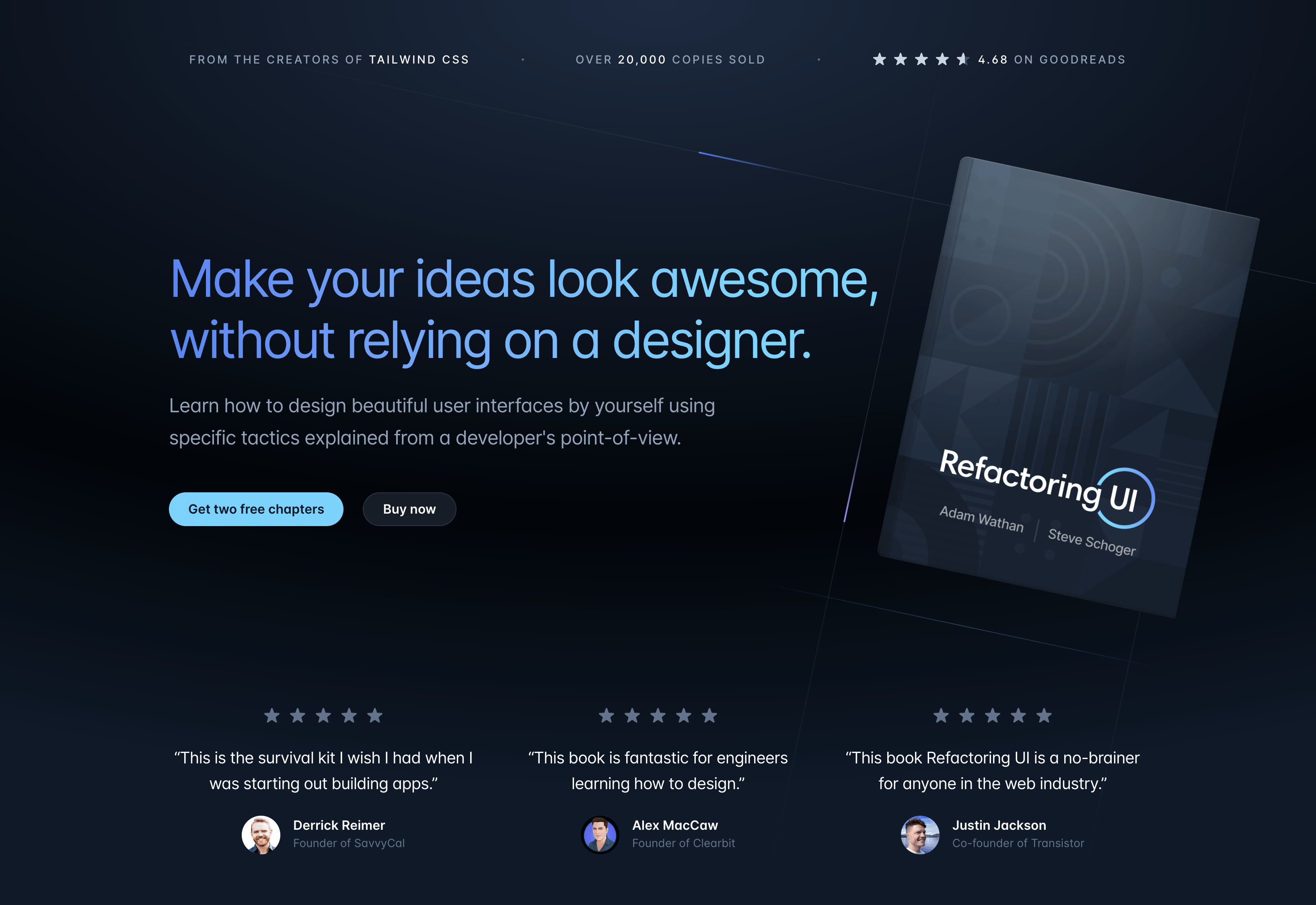 重新设计的 Refactoring UI 网站的标题部分。
